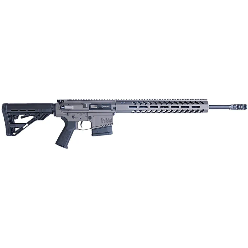 HM Defense HM10243 Titan 243 Win 10+1 20" Black Cerakote Match Grade Barrel, Tungsten Gray Cerakote 14" Picatinny Rail Aluminum Receiver, Black Synthetic Mil-Spec HM Stock, Black Polymer Grip