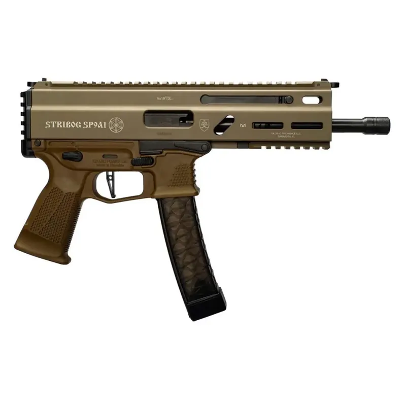 Grand Power 197892004794 SP45A3 Stribog 45 ACP 20+1 8" Black Threaded Barrel, Flat Dark Earth Cerakote Aluminum/Polymer Receiver w/Picatinny Rail, QD Sling Sockets, FDE Polymer Grip, Ambidextrous
