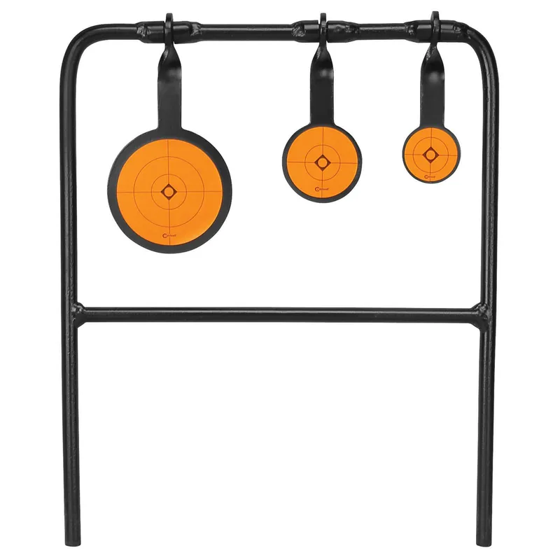 Caldwell 147072 Plink n Swing Triple Spin Target Rimfire Pistol/Rifle Steel Black/Orange Impact Enhancement Motion 1.75"/2.5"/3.5"