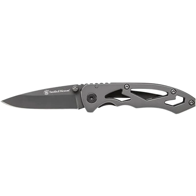 Smith & Wesson Knives CK400CP Skeletonized 2.20" Folding Drop Point Plain Stainless Steel Blade 3.20" Handle Includes Pocket Clip