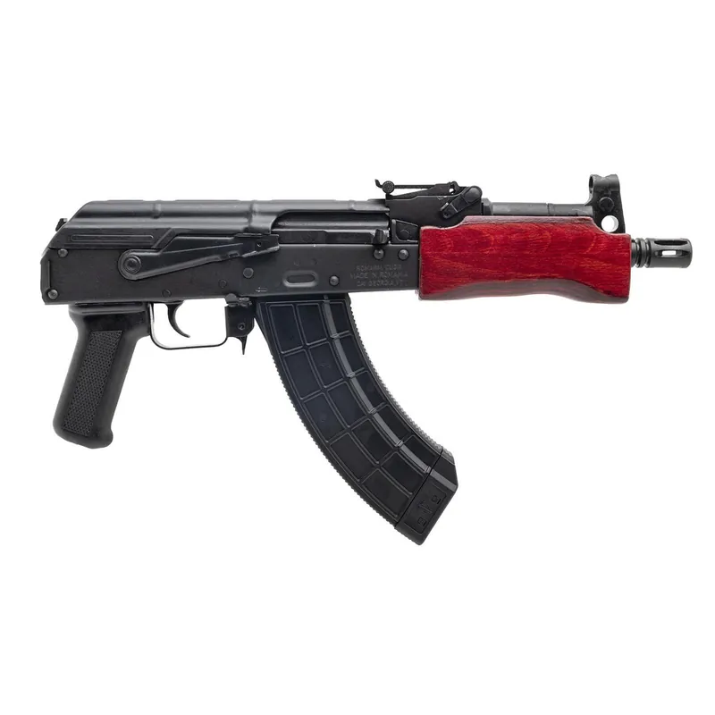 Century Arms HG2137PRN Draco Mini 7.62x39mm 30+1 7.75" Black Threaded Barrel, Black Steel Stamped Metal Receiver, Black Polymer Grip, Red Wood Handguard, Rear Picatinny Rail, Right Hand