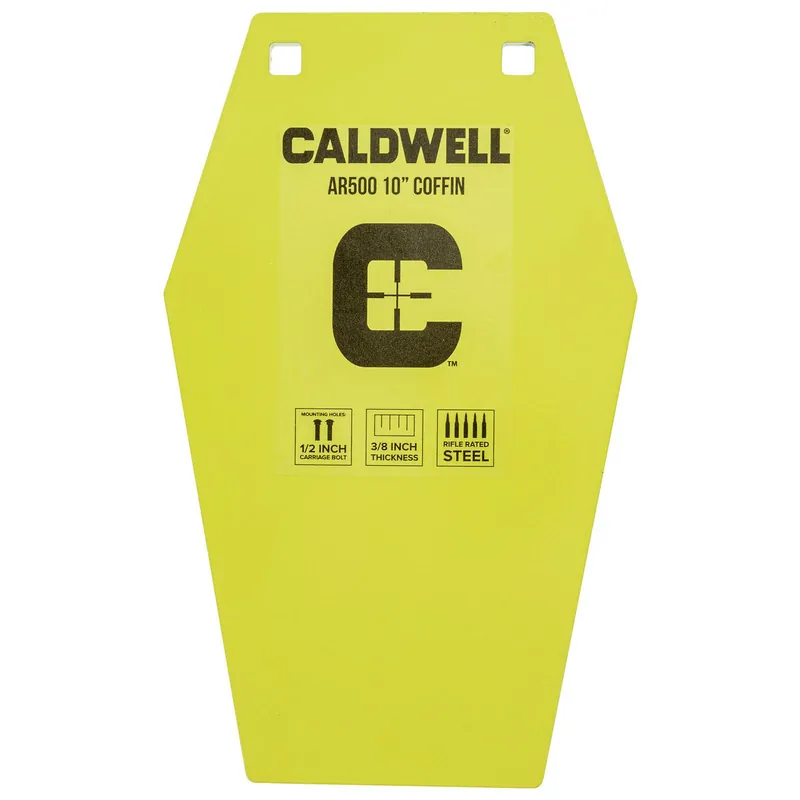 Caldwell 1116693 C 10" Coffin CP4 Yellow Powder Coat AR500 Steel Hanging