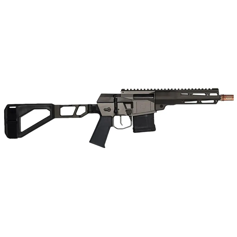 Q LLC MINIFIX300BLK8PST Mini Fix 300 Blackout 30+1 8" Black Anodized Tapered Threaded Barrel, Q-Sert Free-Float Handguards, Picatinny Rail Receiver, Black SBA3 Brace, Black Polymer Grips