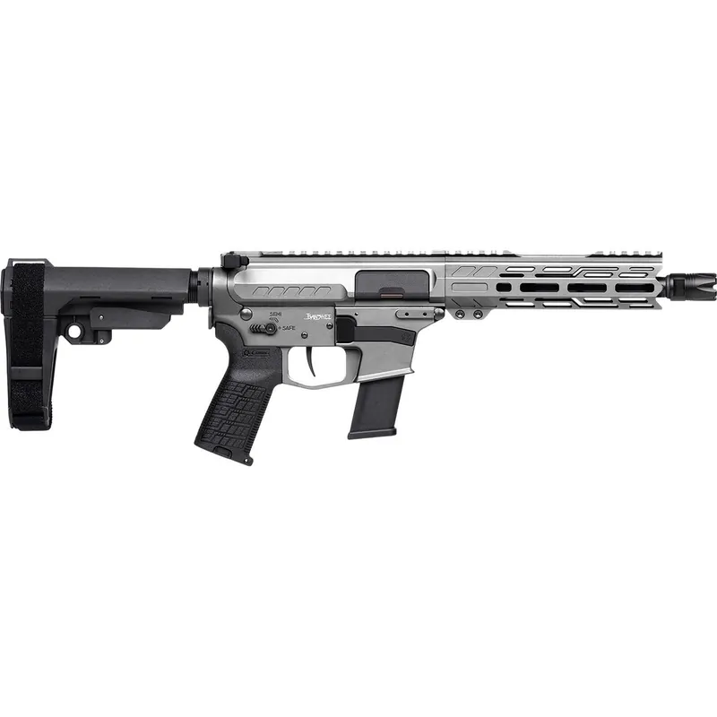CMMG 45A890FTNG Banshee FE MkG 45 ACP 13+1 8" Black Nitride Threaded Barrel, M-LOK Handguard, Titanium Cerakote Aluminum Receiver w/Picatinny Rail, Black Polymer CMMG RipBrace, CMMG Zeroed Grip