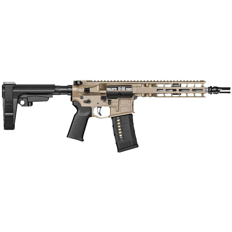 Radian Weapons R0504 Model 1 Pistol 300 Blackout 30+1 9", FDE Billet Rec/M-Lok Handguard, Smooth Buffer Tube (No Brace), Magpul Grip, Ambi Controls, Dead Air QD Flash Hider, Adj. Trigger