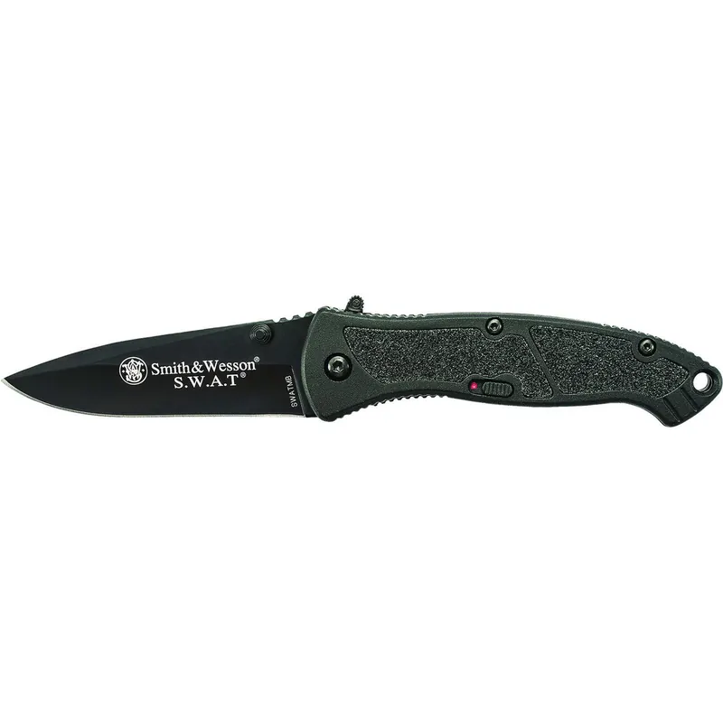 Smith & Wesson Knives SWATMBCP S.W.A.T. 3.20" Folding Plain Black 4034 SS Blade Black Aluminum Handle Includes Pocket Clip