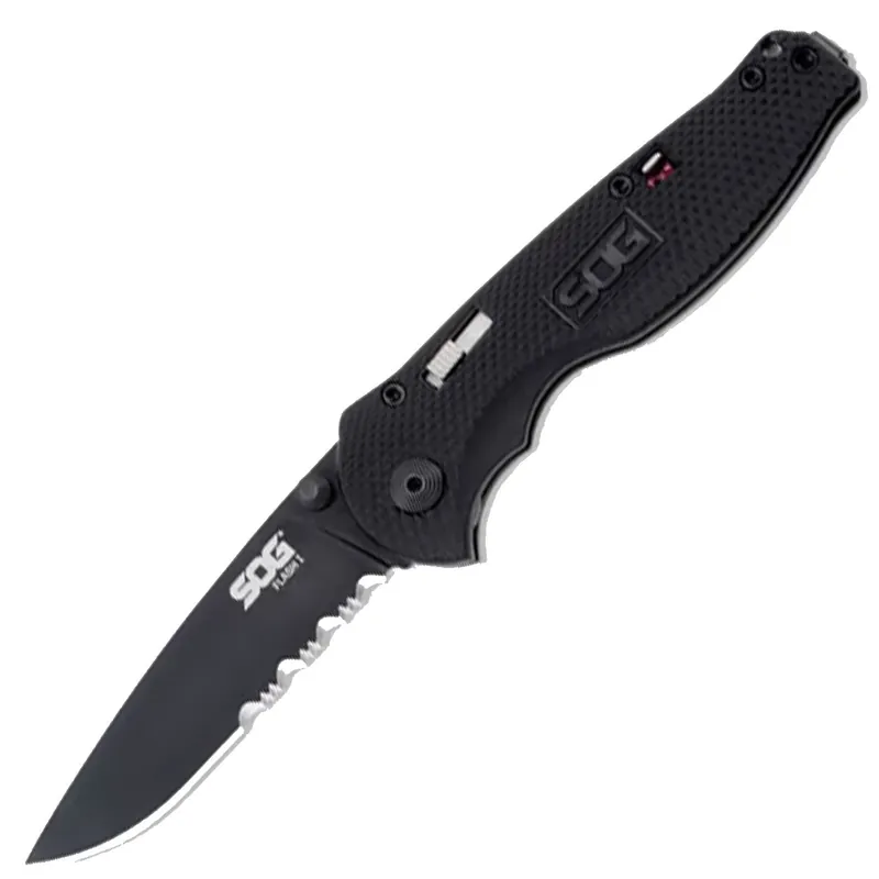 Sog Flash I-Partially Serrated Black Tini Folding 2.5" Blade Black