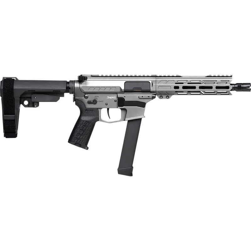 CMMG 99A520FTNG Banshee FE MkGs 9mm Luger 33+1 8" Black Nitride Threaded Barrel, M-LOK Handguard, Tungsten Cerakote Aluminum Receiver w/Picatinny Rail, Black Polymer CMMG RipBrace, CMMG Zeroed Grip