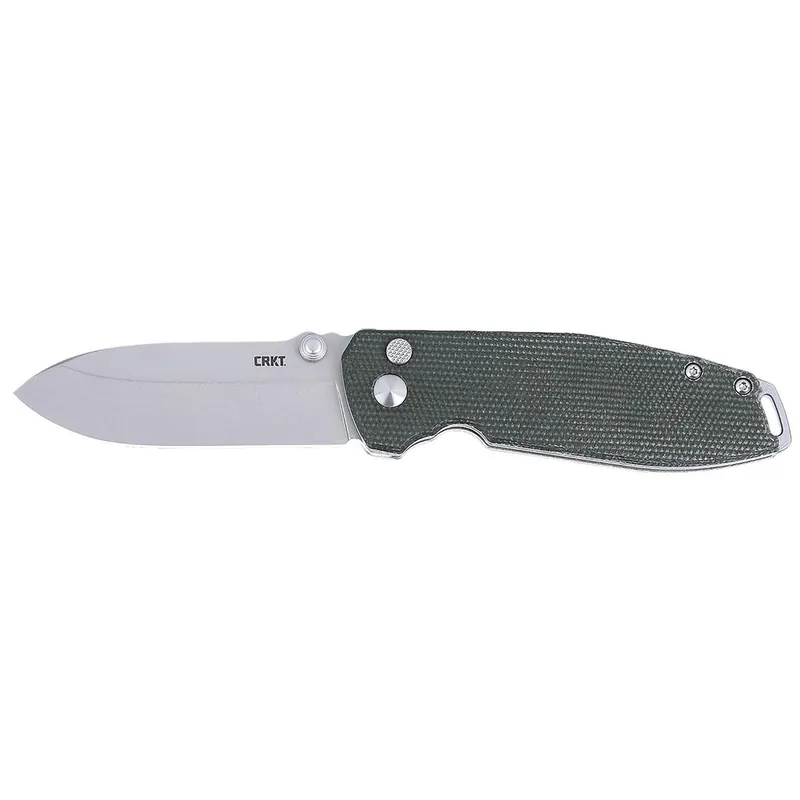 CRKT 2495GR SQUID XM 2.95" Folding Plain Stonewashed D2 Steel Blade, Green Micarta Handle