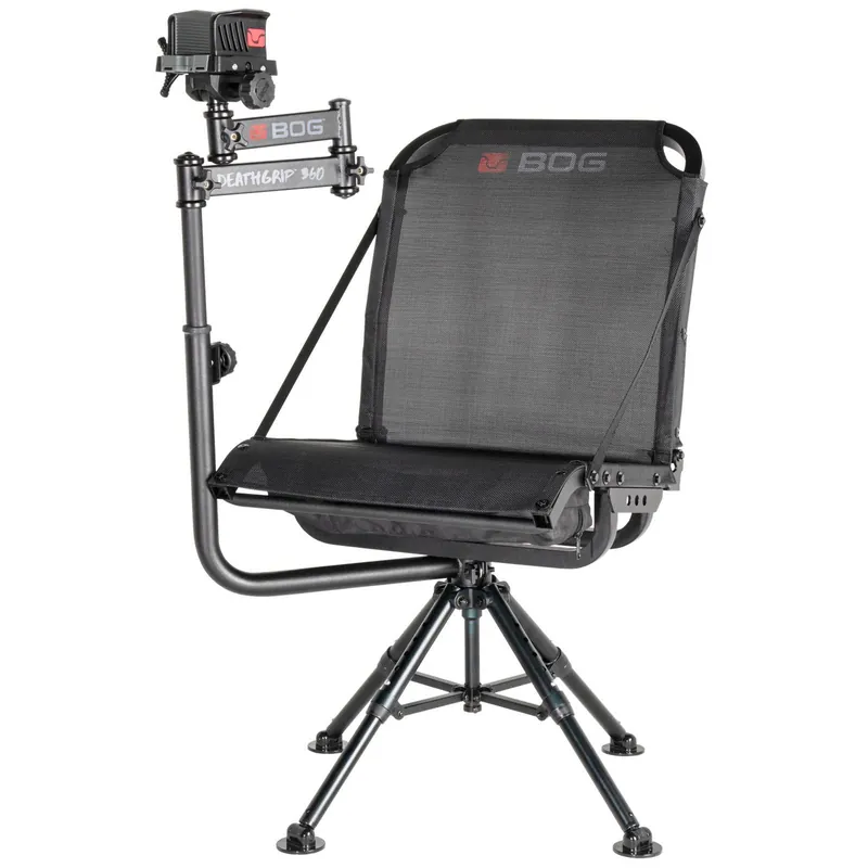 Bog-Pod 1134447 DeathGrip 360 Shooting Rest Chair, Black Aluminum, Extendable Leg Height, 400lbs. Weight Capacity