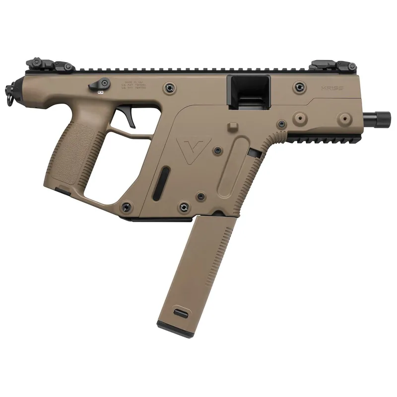 Kriss USA KV45PFD20 Vector CRB Gen2 45 ACP 30+1 Black Nitride Threaded Barrel, Flat Dark Earth Picatinny Rail Top & Bottom, QD Sling Swivel