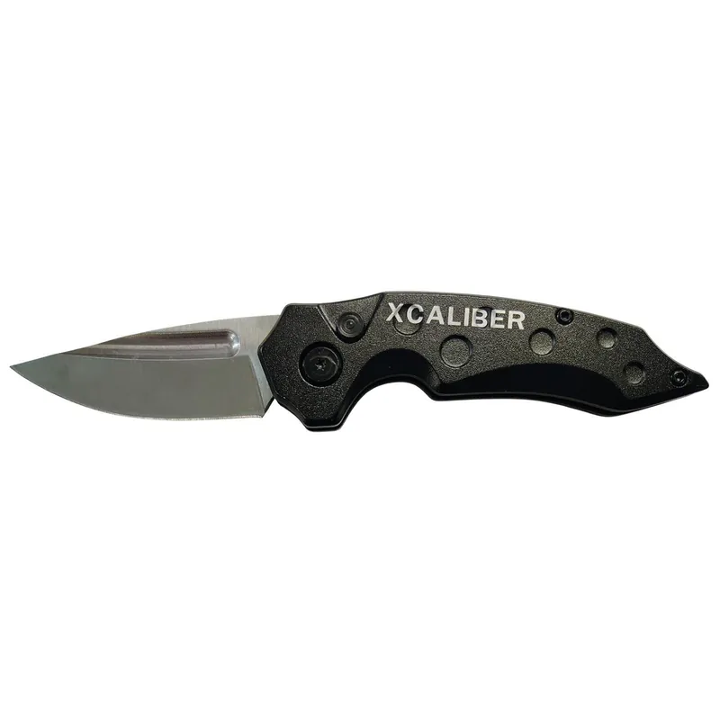 Xcaliber Knife Company Switch Blade 2.41" Folding Drop Point Plain Stainless D2 Steel Blade. 4.15" Aluminum Handle