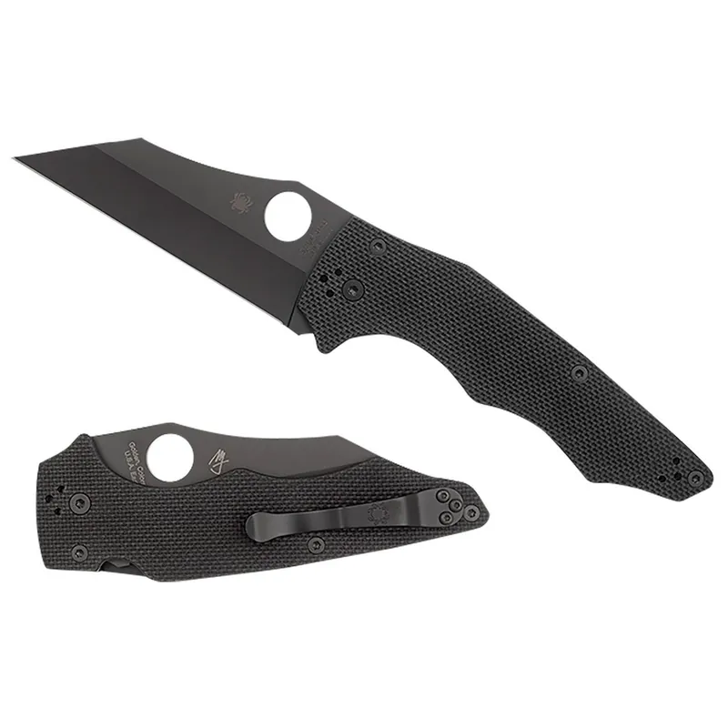 Spyderco C253GPBBK YoJumbo 3.98" Folding Wharncliffe Plain Black DLC CPM S30V SS Blade/Black Textured G10 Handle Includes Pocket Clip