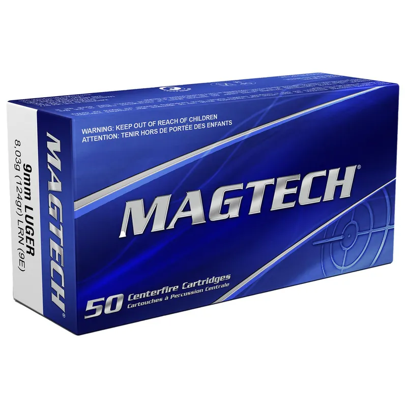 Magtech 9E Range/Training 9mmLuger 124gr Lead Round Nose 50 Per Box/20 Case