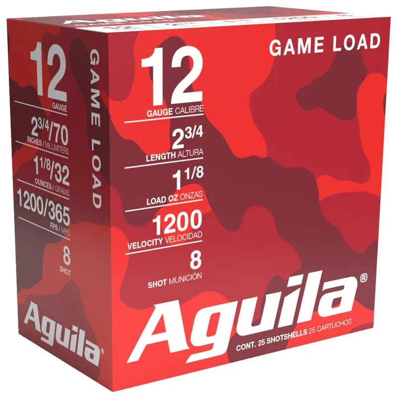 Aguila 1CHB1218 Game Load 12Gauge 2.75" 1 1/8oz 8Shot 25 Per Box/10 Case