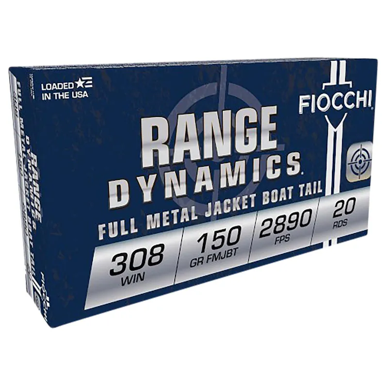 Fiocchi 308A Range Dynamics 308Win 150gr Full Metal Jacket Boat Tail 20 Per Box/10 Case