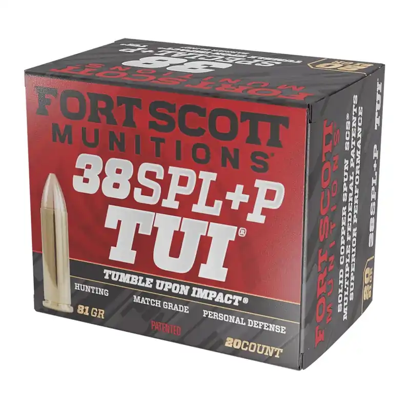 Fort Scott Munitions 38+P081SCV Tumble Upon Impact (TUI) 38Special+P 81gr Solid Copper Spun 20 Per Box/25 Case