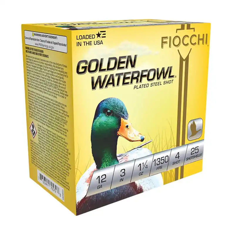Fiocchi 123SGW4 Golden Waterfowl 12Gauge 3" 1 1/4oz 4Shot 25 Per Box/10 Case
