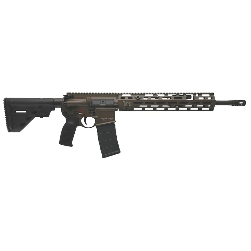 HK 81001204 MR556 A4 5.56x45mm 10+1 16.50" Black Threaded Barrel, Patriot Brown Picatinny Rail Receiver, M-LOK Handguard, 6 Position Black Synthetic Stock, Ambidextrous