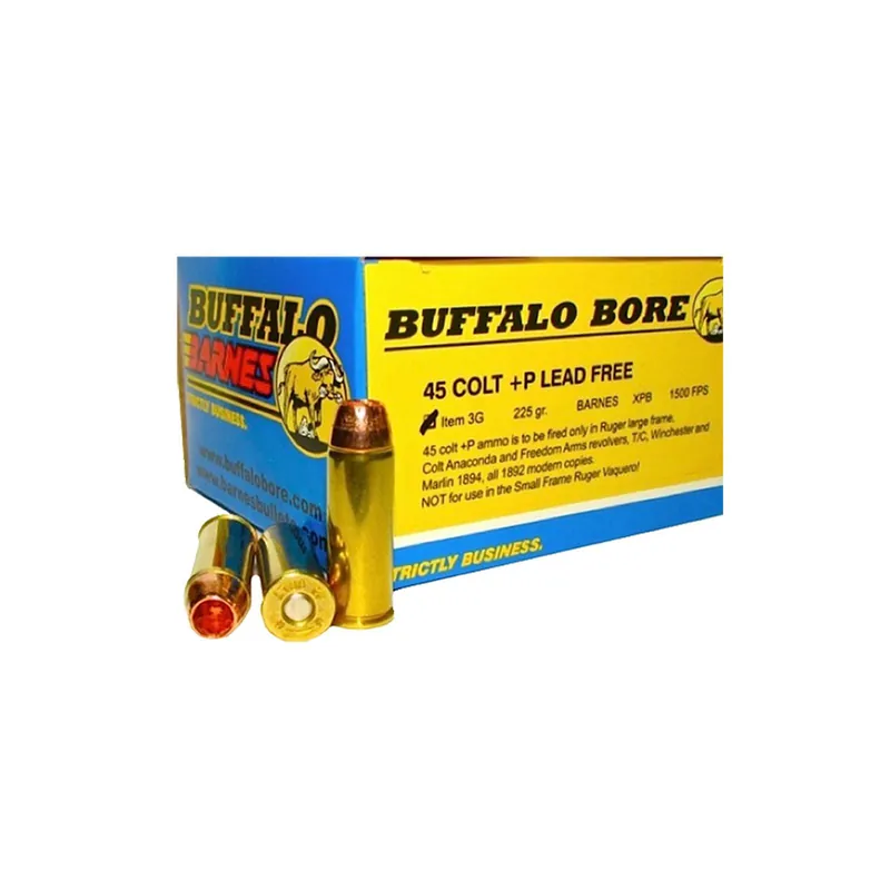Buffalo Bore Ammunition 3G20 Buffalo-Barnes Strictly Business 45Colt +P 225gr Barnes VOR-TX XPB Lead Free 20 Per Box/12 Case