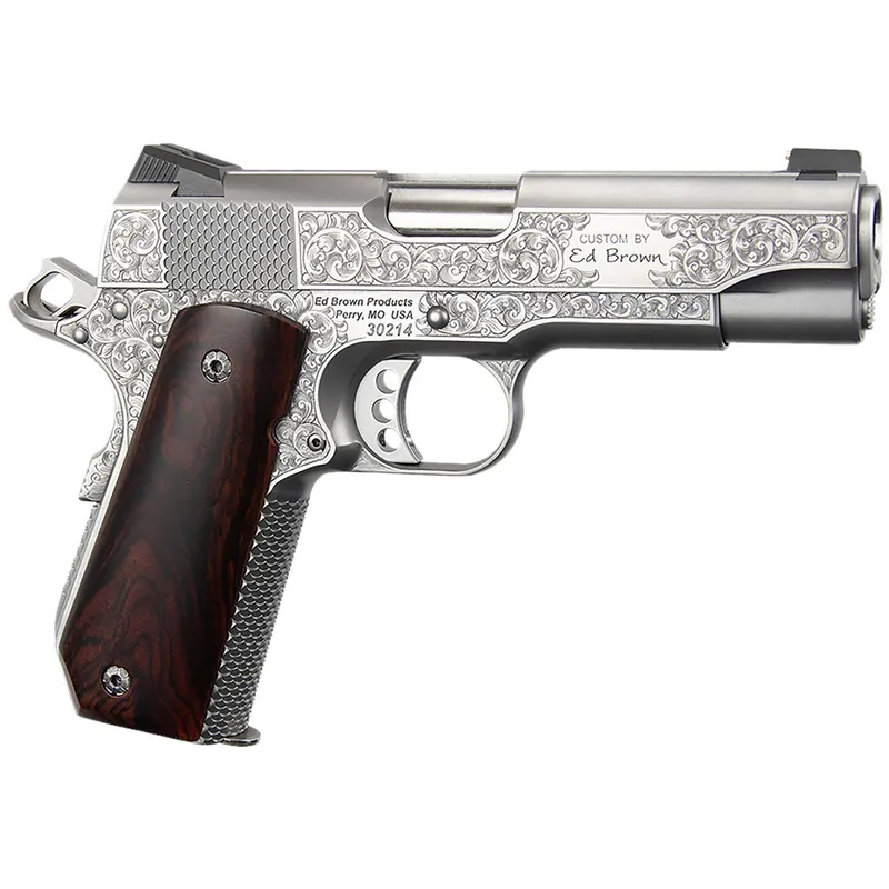 Ed Brown KCSSSIG Kobra Carry Signature Edition 45 ACP 7+1 4.25" Stainless Recessed Crown Barrel, Engraved Serrated Stainless Steel Slide & Frame w/Beavertail, Cocobolo Grip