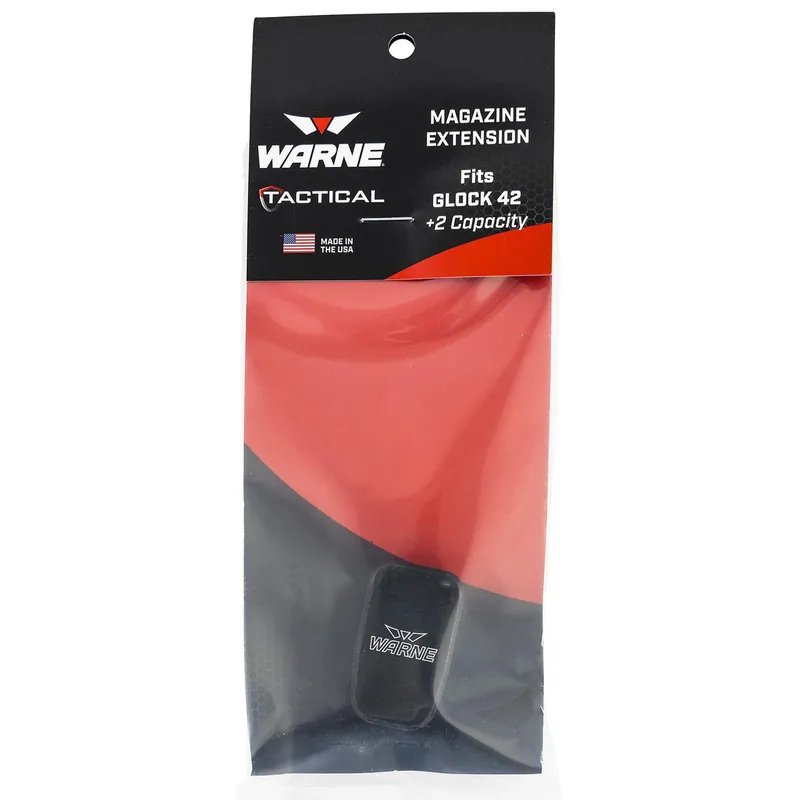 Warne MEG422BLK Magazine Extension made of 6061-T6 Aluminum with Hardcoat Anodized Black Finish for Glock 42 Magazines (Adds 2rds)