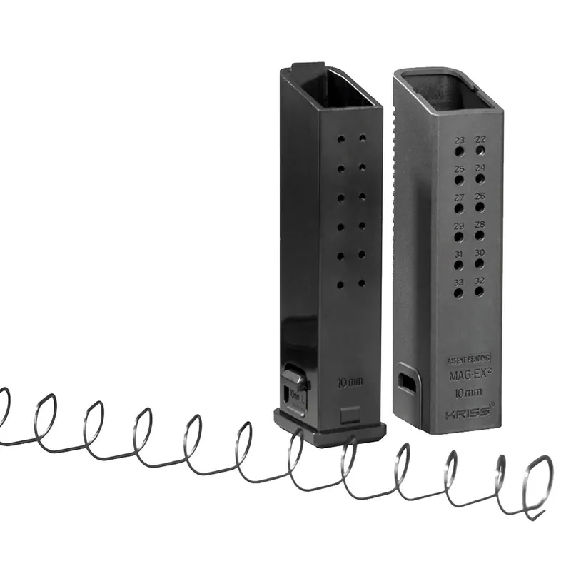 Kriss USA KVAMX2K10BL00 Mag-Ex2 Extension Kit Extended 10mm Auto 33rd Compatible w/Glock 20/40 Gen3-5 15rd Mag Black Polymer