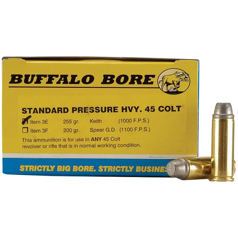 Buffalo Bore Ammunition 3E20 Standard Pressure Strictly Business 45Colt 255gr Gas Checked Soft Cast 20 Per Box/12 Case