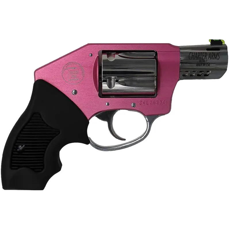 Charter Arms 53812 Off Duty Coyote 380 ACP 5rd 2" Stainless Ported Barrel, High Polished Cylinder, Pink Aluminum Frame, Black Finger Grooved Rubber Grip, Concealed Hammer