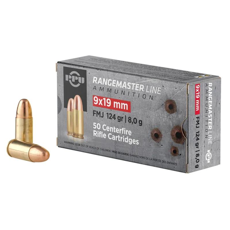 PPU PPRM9M Rangemaster 9mmLuger 124gr Full Metal Jacket 1000/Box