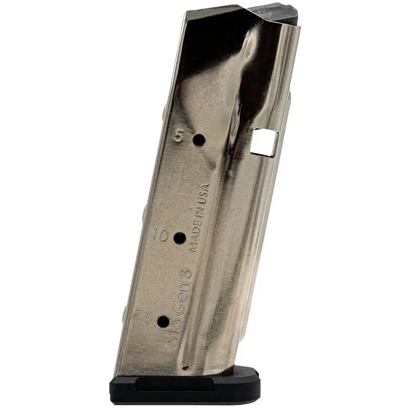 Shield Arms SAS15NGEN3 S15 Magazine Gen 3 15rd Flush 9mm Luger Fits Glock 48/43X Nickel Steel