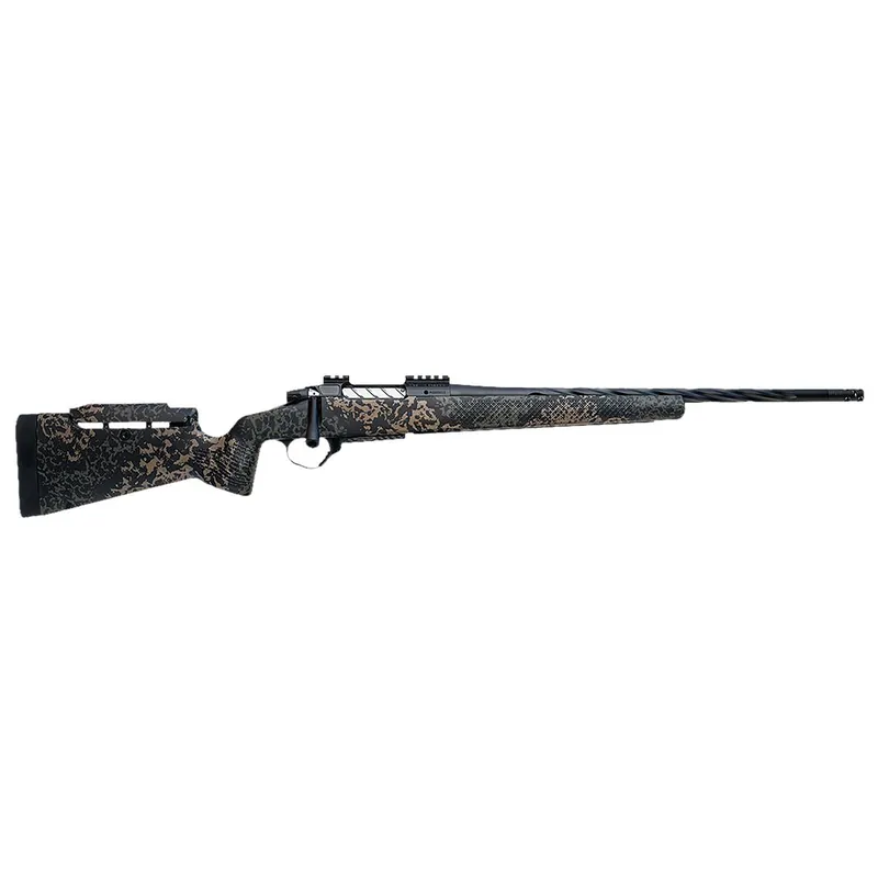 Seekins Precision 0011710455-F Havak PH3 375 H&H 24" Black Fluted Threaded Barrel, Black Picatinny Rail Steel Receiver, Adj Cheek Riser Woodland Shadow Synthetic Stock