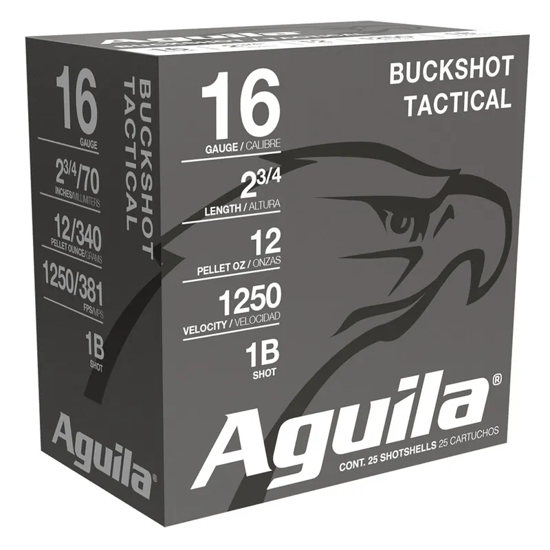 Aguila 1C1601BA Buckshot 16Gauge 2.75" 1 1/8oz 1Buck Shot 25 Per Box/10 Case