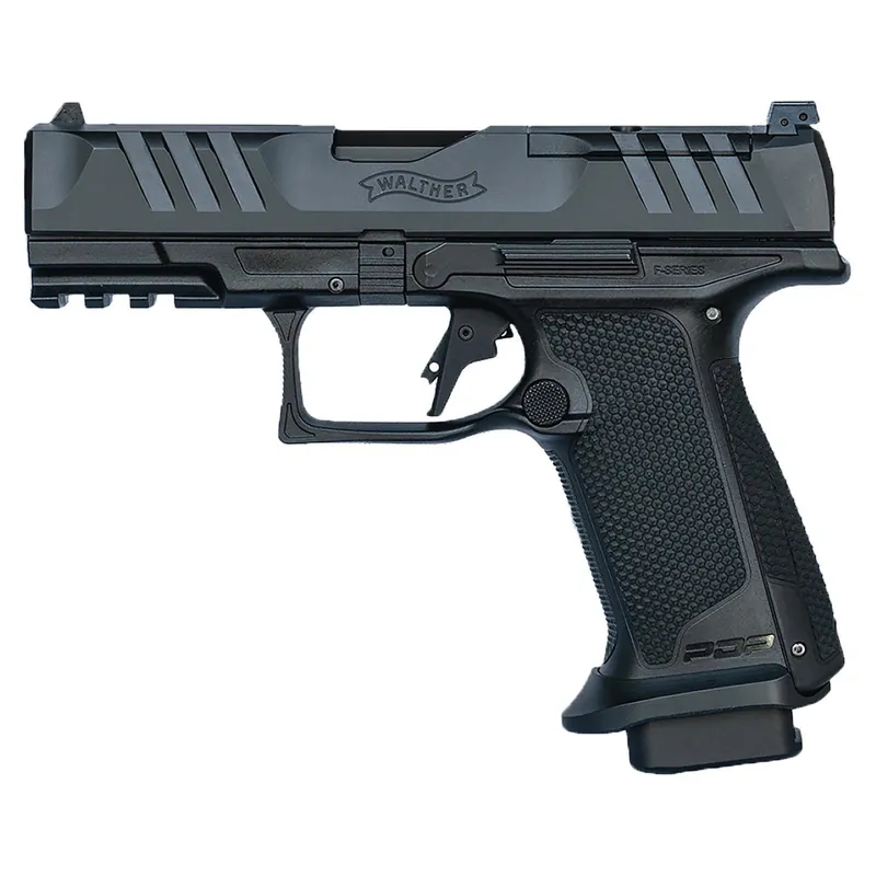 Walther Arms 4797055 PDP F-Series Pro E 9mm Luger 18+1 4" Black Steel Barrel, Black Optic Ready/Serrated Steel Slide, Black Polymer Frame w/Picatinny Rail, Interchangeable Backstrap Grip