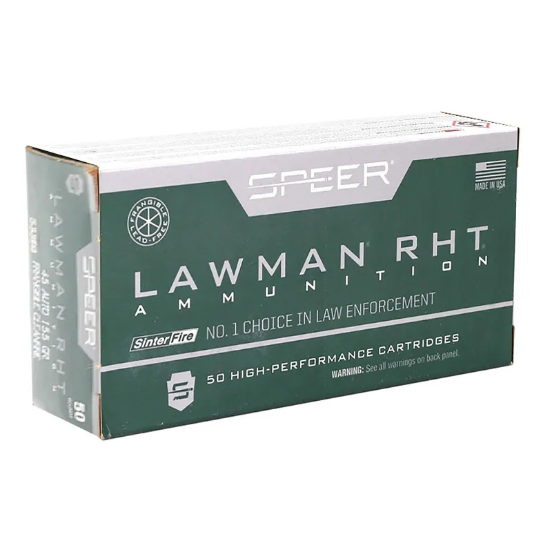 Speer 53395 Lawman Training RHT 45ACP 155gr SinterFire Frangible 50 Per Box/20 Case