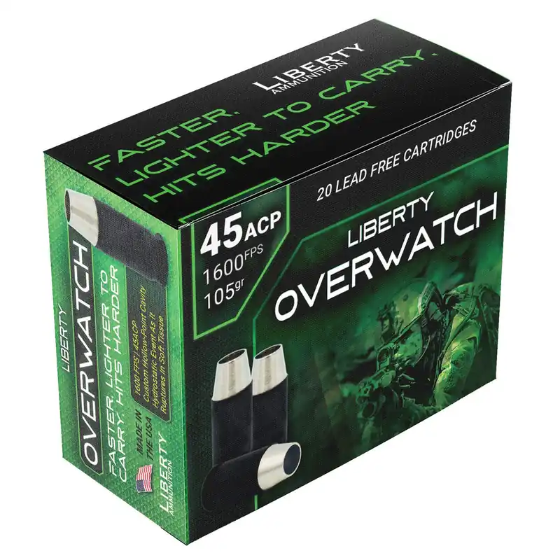 Liberty Ammunition LAOW451051600 OverWatch 45ACP 105gr Open Cavity Design 20 Per Box/50 Case