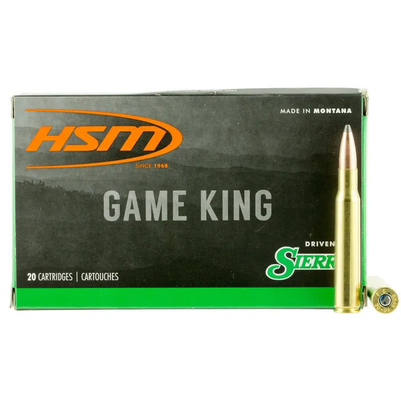 HSM 300641N Game King 30-06 Springfield 180 gr Sierra GameKing Spitzer Boat Tail 20 Per Box/ 20 Case