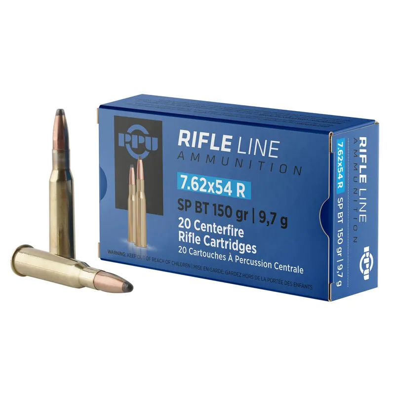 PPU PP76254S Metric Rifle 7.62x54mmR 150gr Soft Point Boat Tail 20 Per Box/10 Case