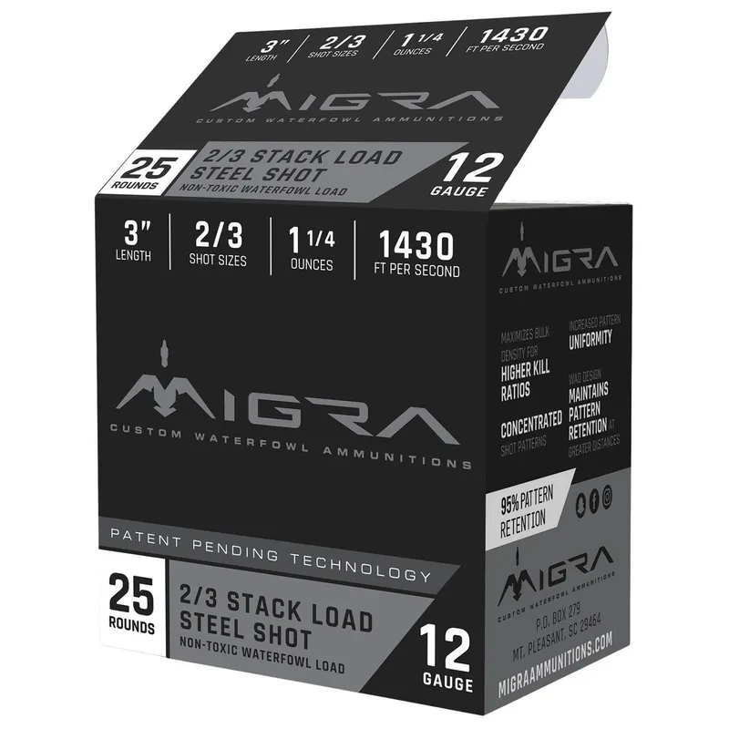Migra Ammunitions M12SS23 Staxd 12Gauge 3" 1 1/4oz 2/3Shot 25 Per Box/10 Case