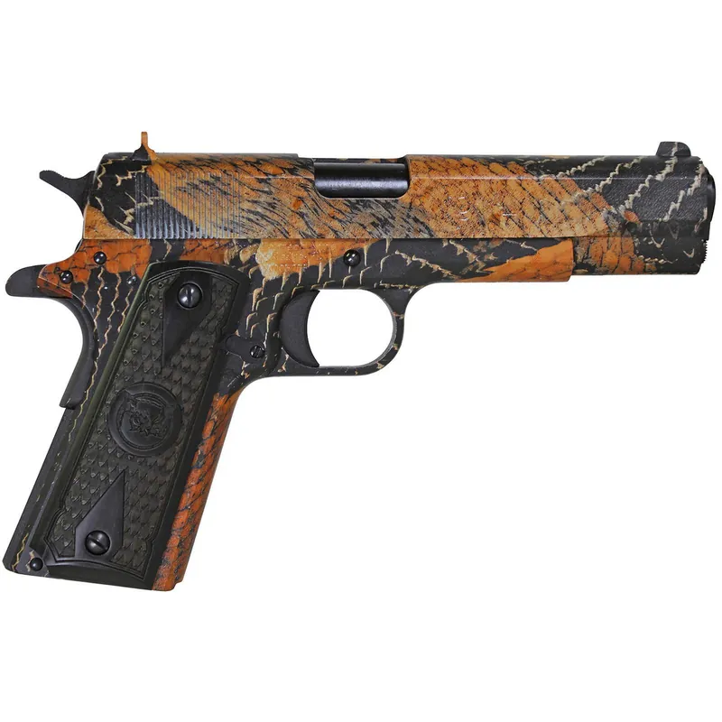 Iver Johnson Arms 1911A1BOA 1911 A1 BOA 45 ACP 8+1 5" Black Steel Barrel, BOA Snakeskin Steel Serrated Slide, BOA Snakeskin Steel Frame w/Beavertail, Black Dymondwood Snakeskin Grip