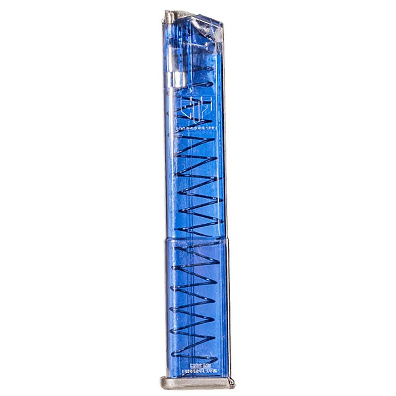 ETS Group GLK18G2BLU Pistol Mags 31rd Extended w/Gen2 Floor Plate 9mm Luger Compatible w/ Glock 17/18/19/19X/26/34/45 Clear Blue Polymer