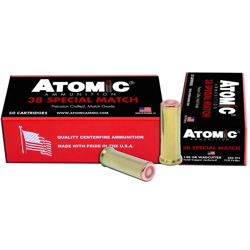 Atomic Ammunition 00449 Match Precision Craft 38Special 148gr Hollow Base Wadcutter 50 Per Box/10 Case