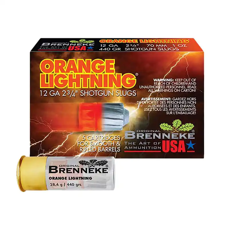 Brenneke SL122OL Orange Lightning 12Gauge 2.75" 1oz Slug Shot 5 Per Box/50 Case