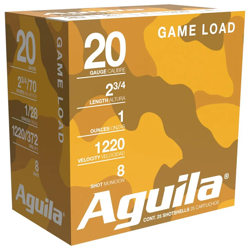 Aguila 1CHB2048 Game Load 20Gauge 2.75" 1oz 8Shot 25 Per Box/10 Case