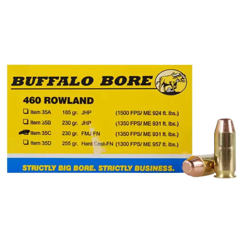 Buffalo Bore Ammunition 35C20 Personal Defense Strictly Business 460Rowland 230gr Full Metal Jacket Flat Nose 20 Per Box/12 Case
