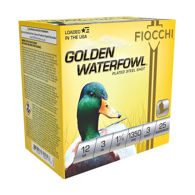 Fiocchi 123SGW3 Golden Waterfowl 12Gauge 3" 1 1/4oz 3Shot 25 Per Box/10 Case
