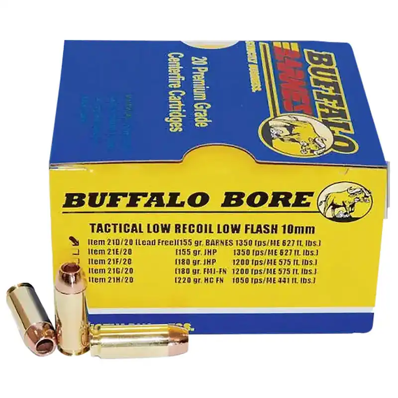 Buffalo Bore Ammunition 21D20 Buffalo-Barnes Strictly Business 10mmAuto 155gr Barnes TAC-XP Lead Free 20 Per Box/12 Case