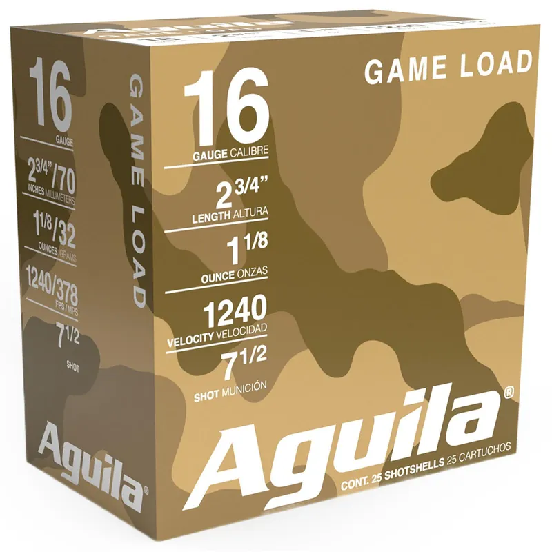 Aguila 1CHB1607 Game Load 16Gauge 2.75" 1 1/8oz 7.5Shot 25 Per Box/10 Case