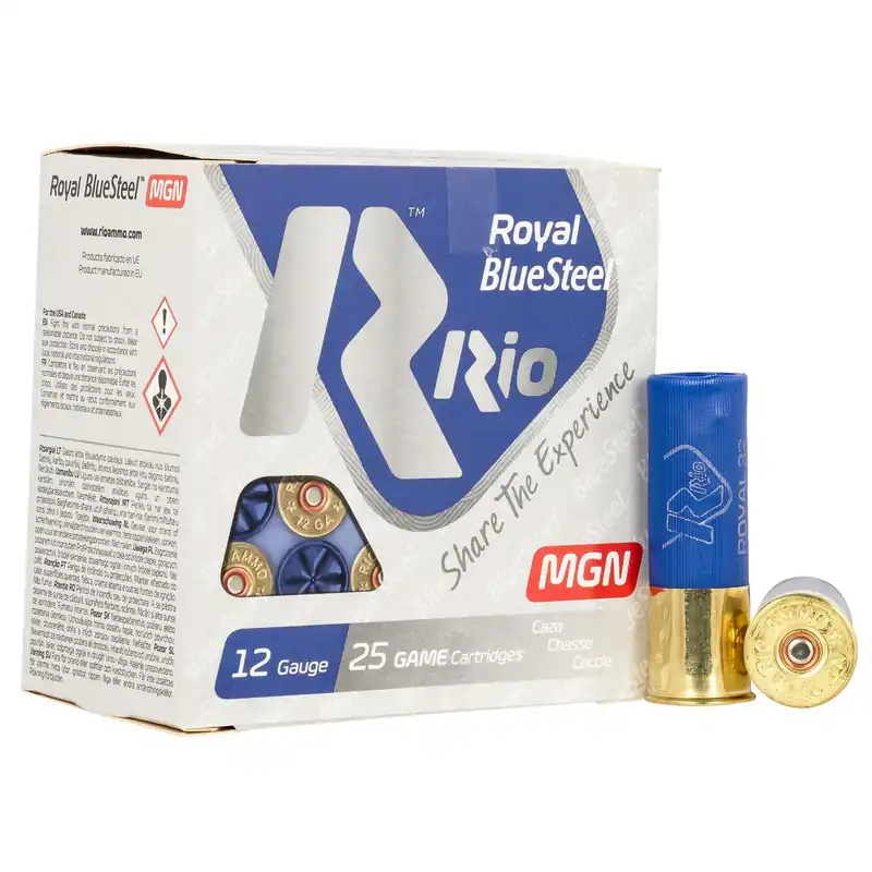 Rio Ammunition RBSM324 Royal BlueSteel 12Gauge 3" 1 1/8oz 4Shot 25 Per Box/10 Case