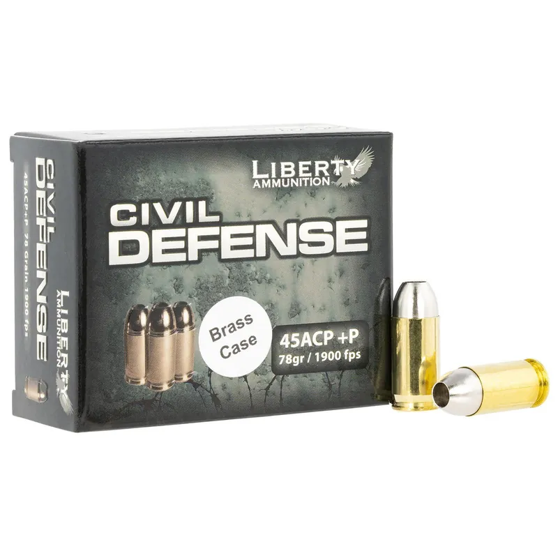 Liberty Ammunition LACD45013BC Civil Defense 45ACP+P 78gr Lead Free Fragmenting Hollow Point 20 Per Box/50 Case